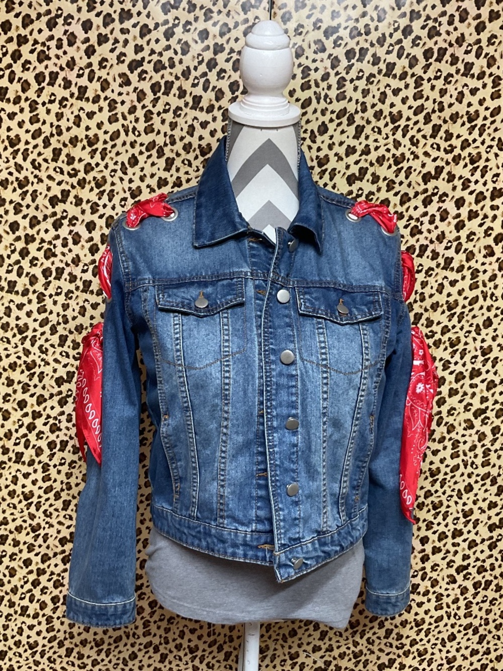 Bandanna Scarf Denim Jacket (Medium)